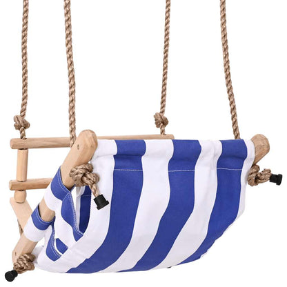 vidaXL Baby Swing with Safety Belt Cotton Wood Blue 5