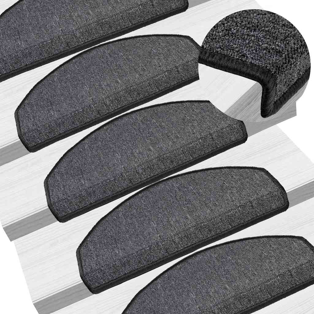 Stair Mats 65x24x4 cm Half Round Large 15 pcs Anthracite