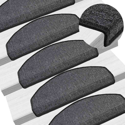 Stair Mats 65x24x4 cm Half Round Large 15 pcs Anthracite