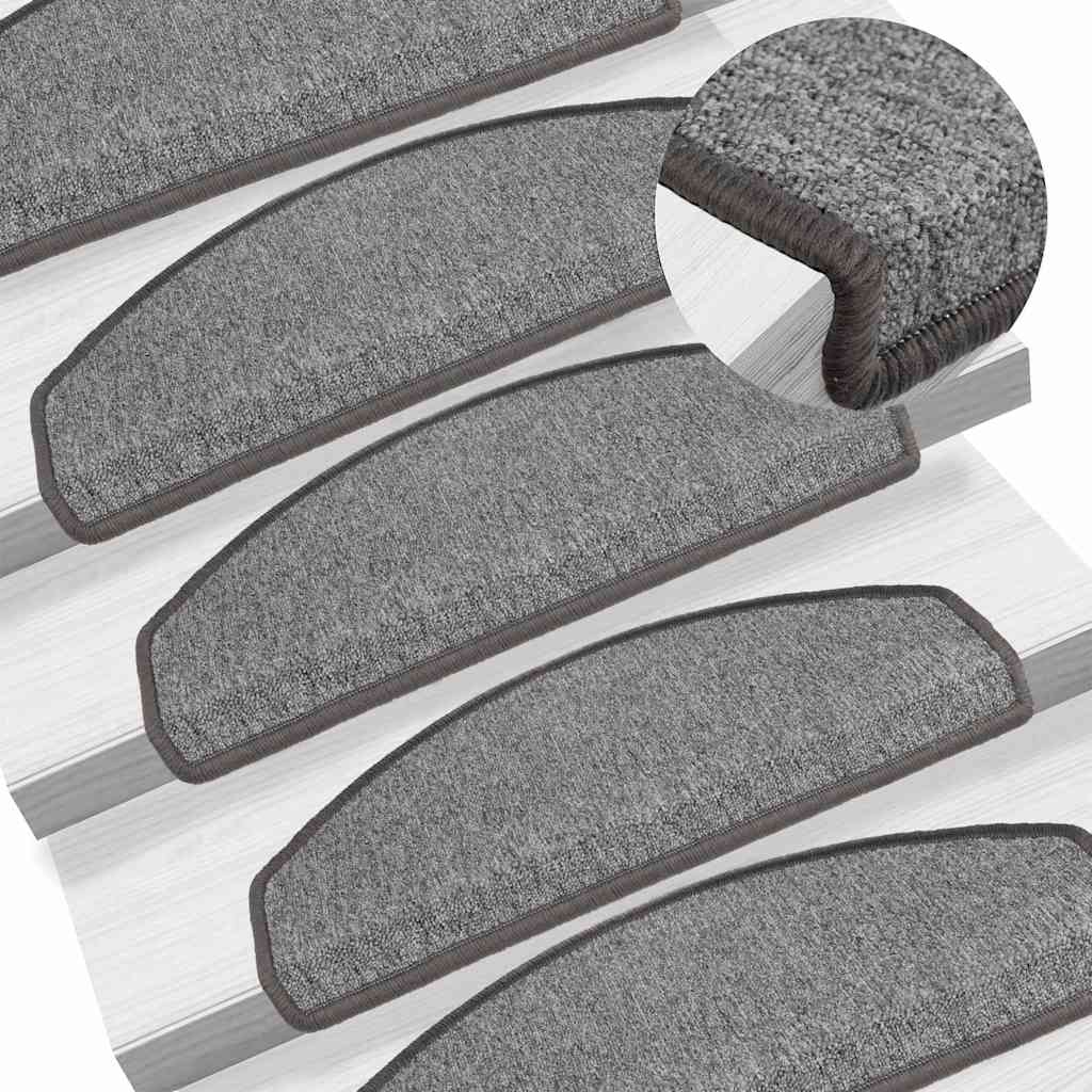 Stair Mats 65x24x4 cm Half Round Large 15 pcs Dark grey