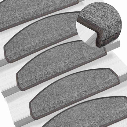 Stair Mats 65x24x4 cm Half Round Large 15 pcs Dark grey