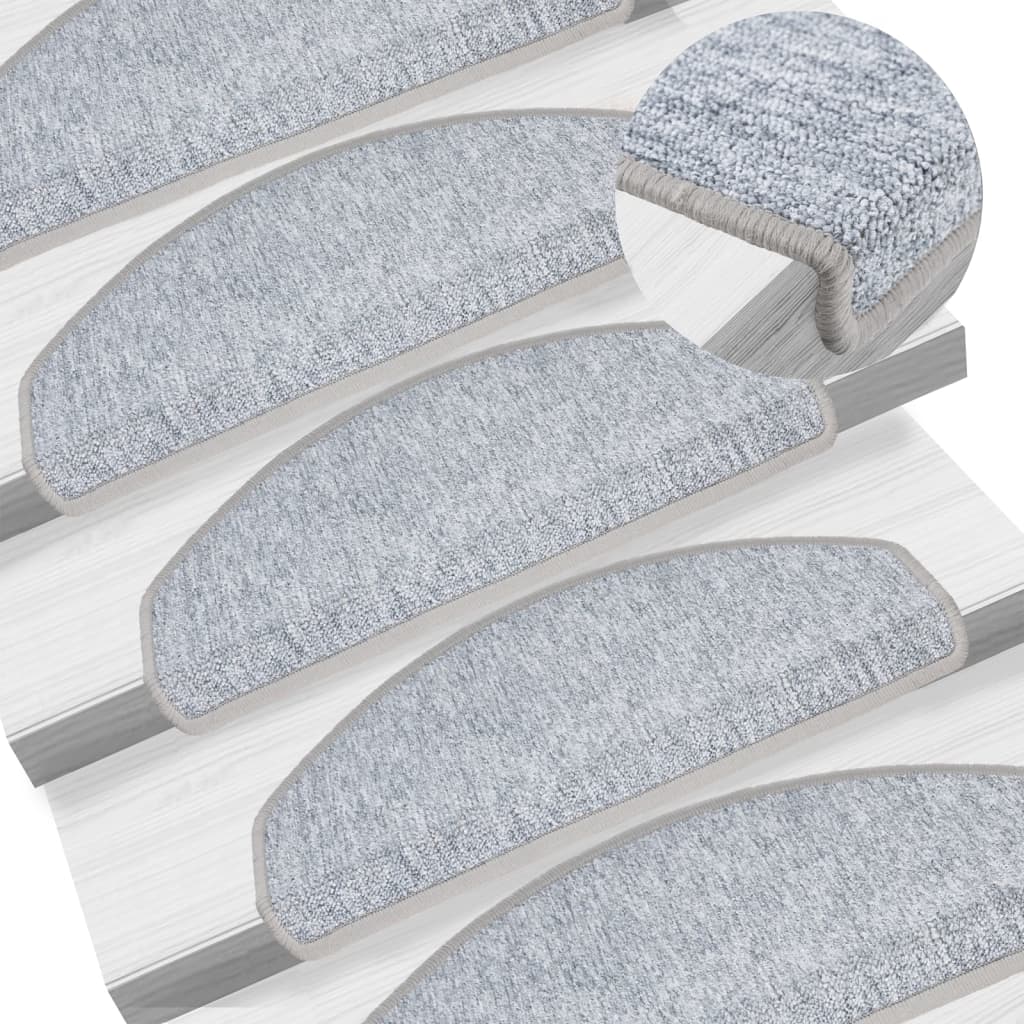 Stair Mats 65x24x4 cm Half Round Large 15 pcs Light grey