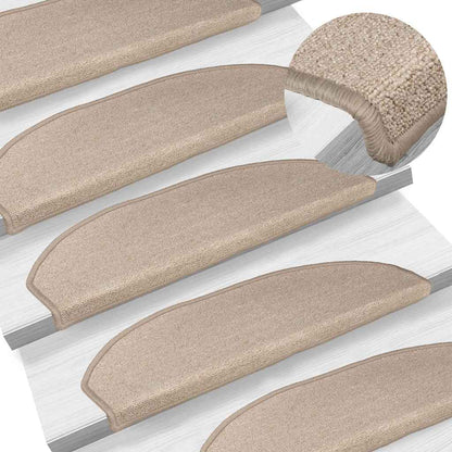 Stair Mats 65x24x4 cm Half Round Large 15 pcs Taupe