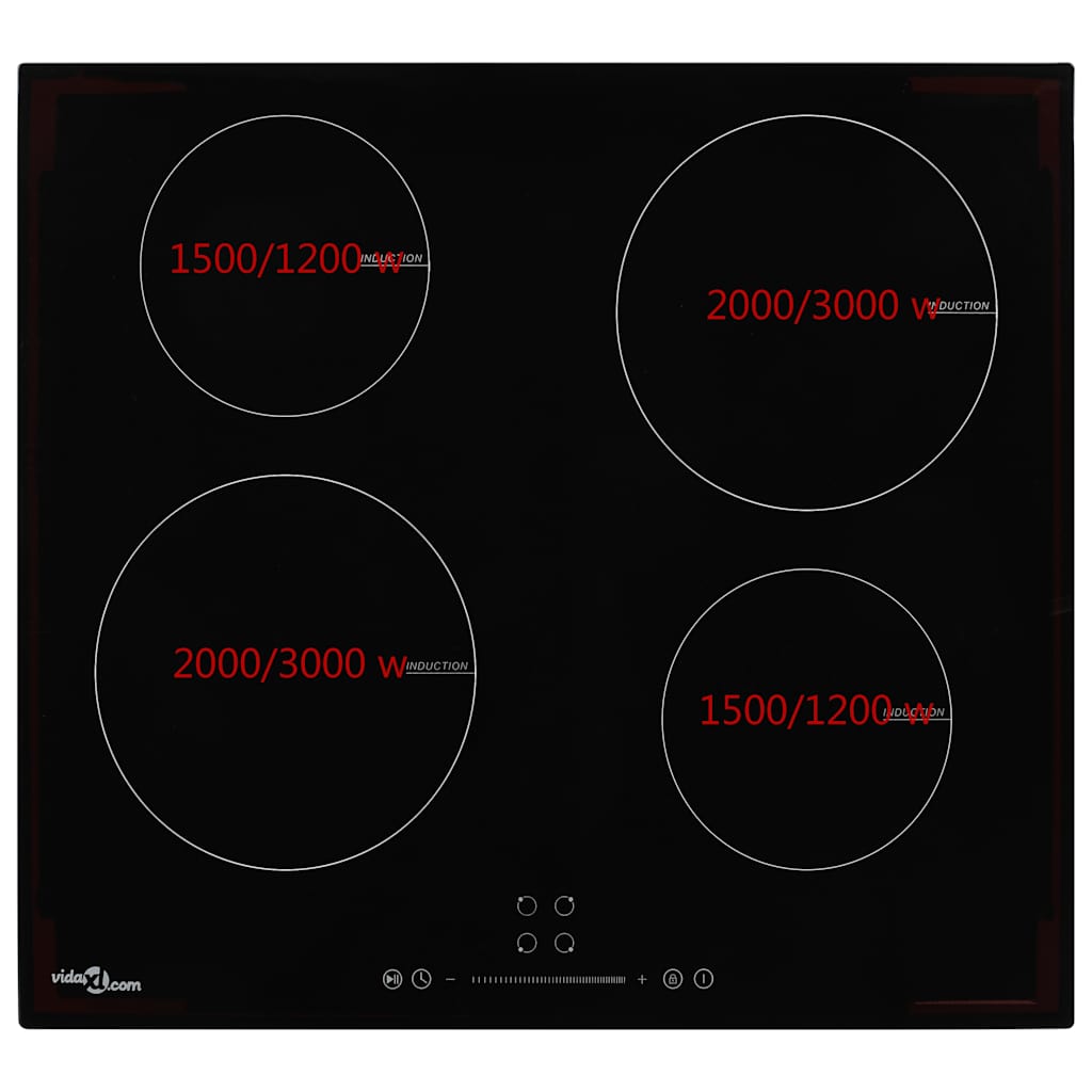 Induction Hob with 4 Burners Touch Control Glass 59 cm