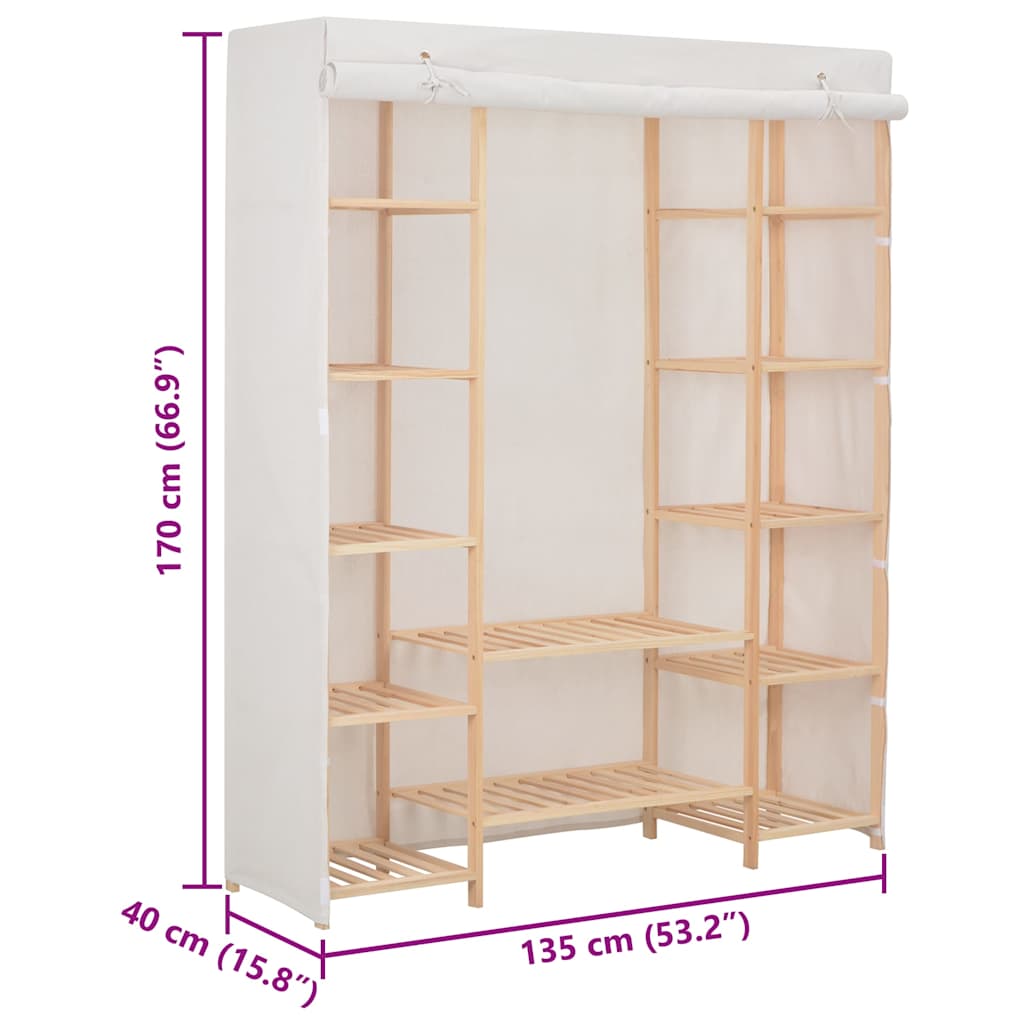 248196 vidaXL Wardrobe White 135x40x170 cm Fabric 6