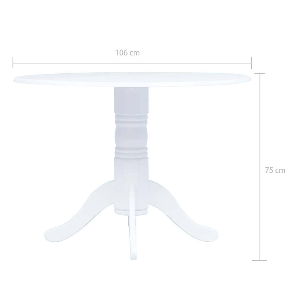 vidaXL Dining Table | white | solid rubber wood frame, MDF top | Medium 5