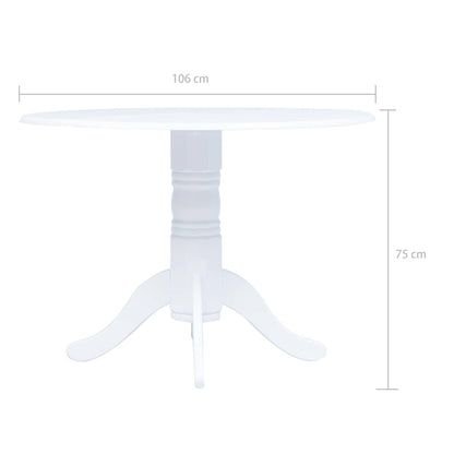 vidaXL Dining Table | white | solid rubber wood frame, MDF top | Medium 5