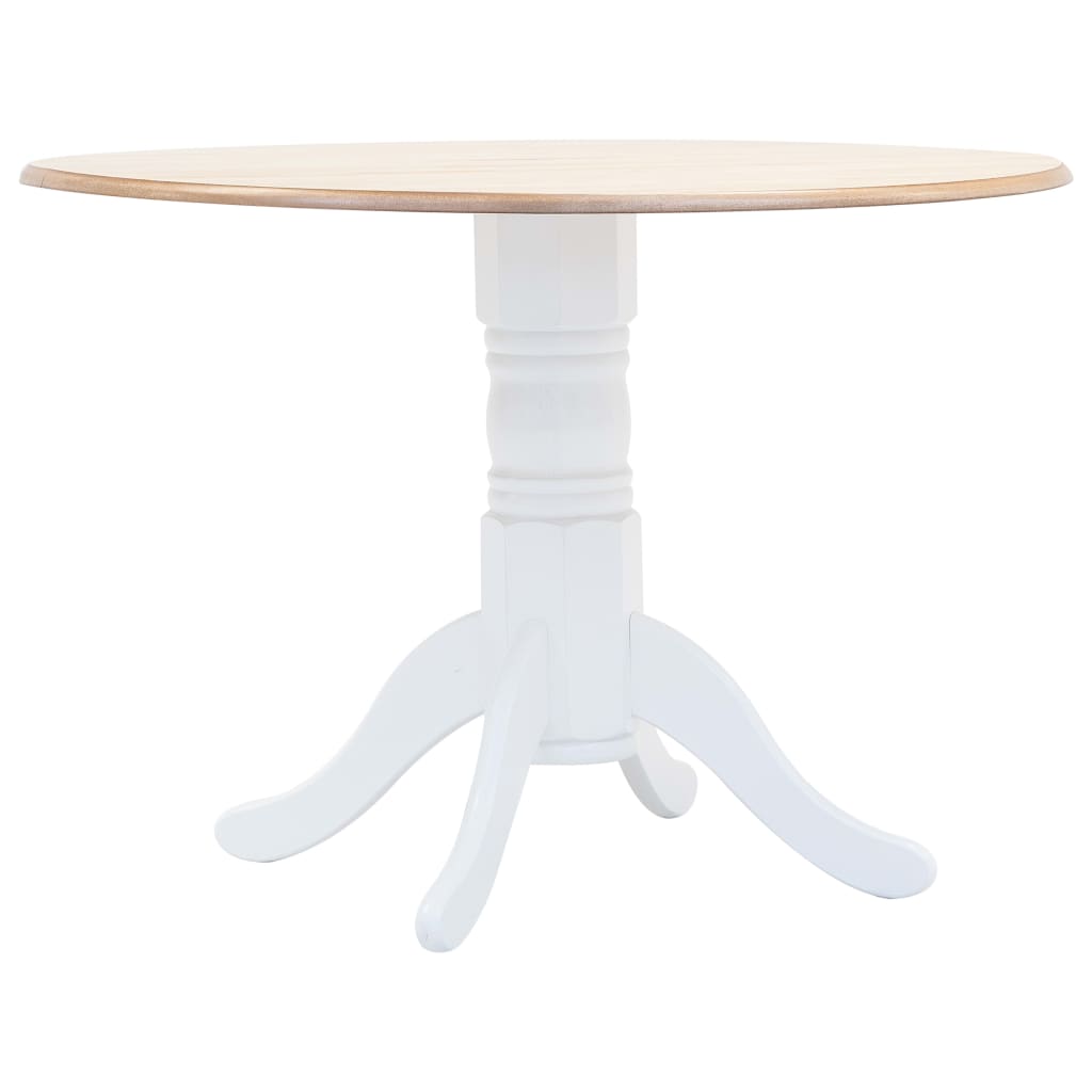 247354 vidaXL Dining Table White and Brown 106 cm Solid Rubber Wood 1