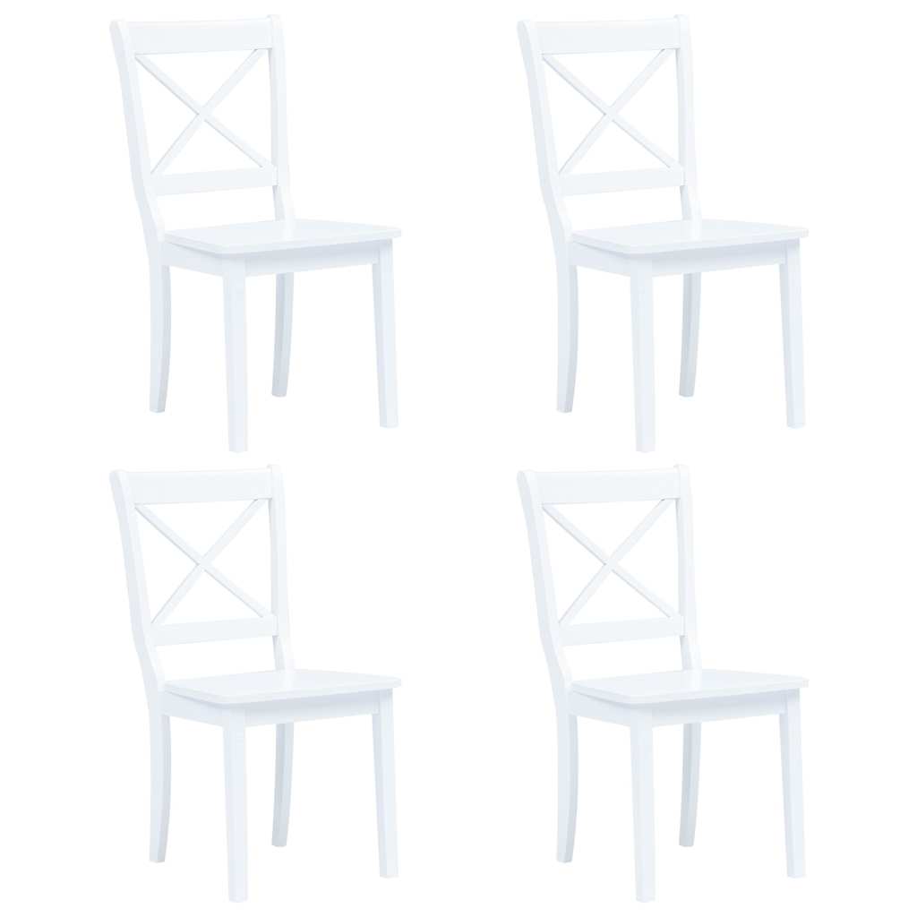 vidaXL Dining Chairs 4 pcs White Solid Rubber Wood 1