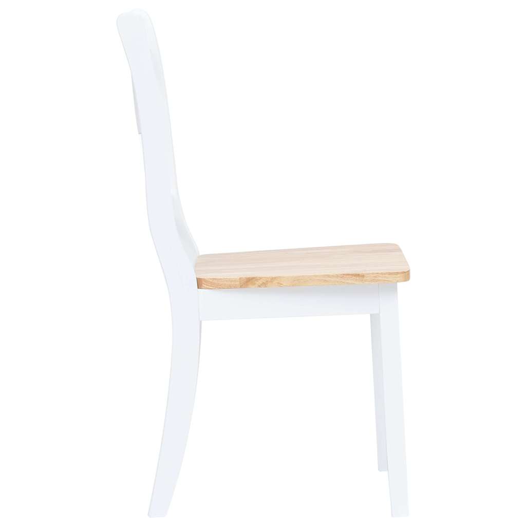 vidaXL Dining Chairs 4 pcs White and Natural Solid Rubber Wood 4