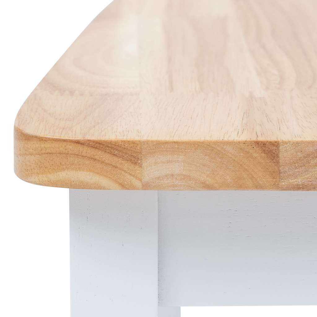 vidaXL Dining Chairs 4 pcs White and Natural Solid Rubber Wood 6