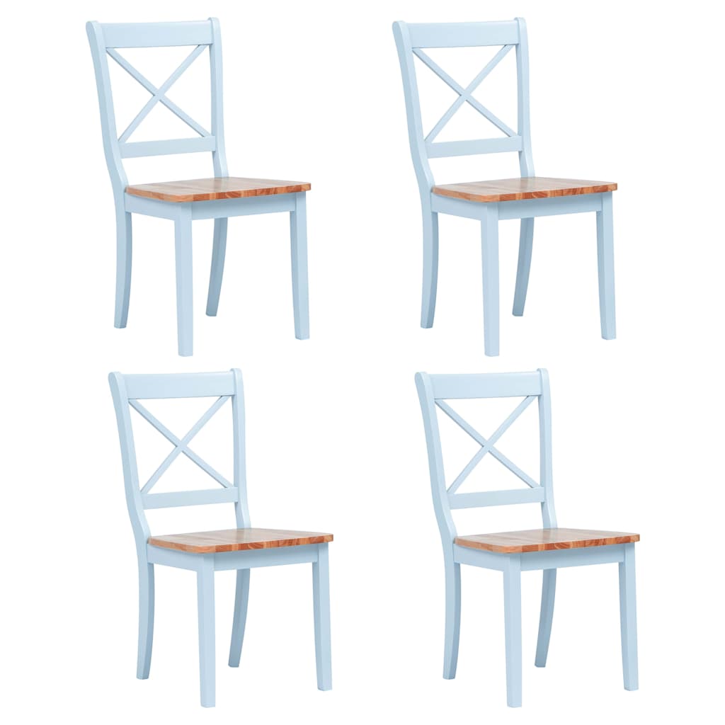 vidaXL Dining Chair | Set of 4 | Grey and natural | Solid rubber wood | Standard 1