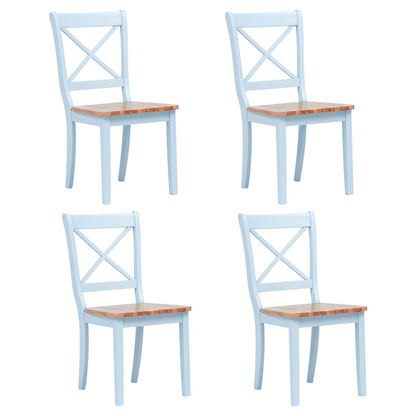 vidaXL Dining Chair | Set of 4 | Grey and natural | Solid rubber wood | Standard 1