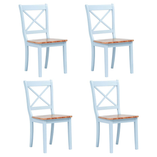 vidaXL Dining Chair | Set of 4 | Grey and natural | Solid rubber wood | Standard 1