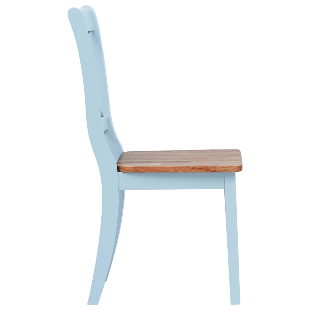 vidaXL Dining Chair | Set of 4 | Grey and natural | Solid rubber wood | Standard 4