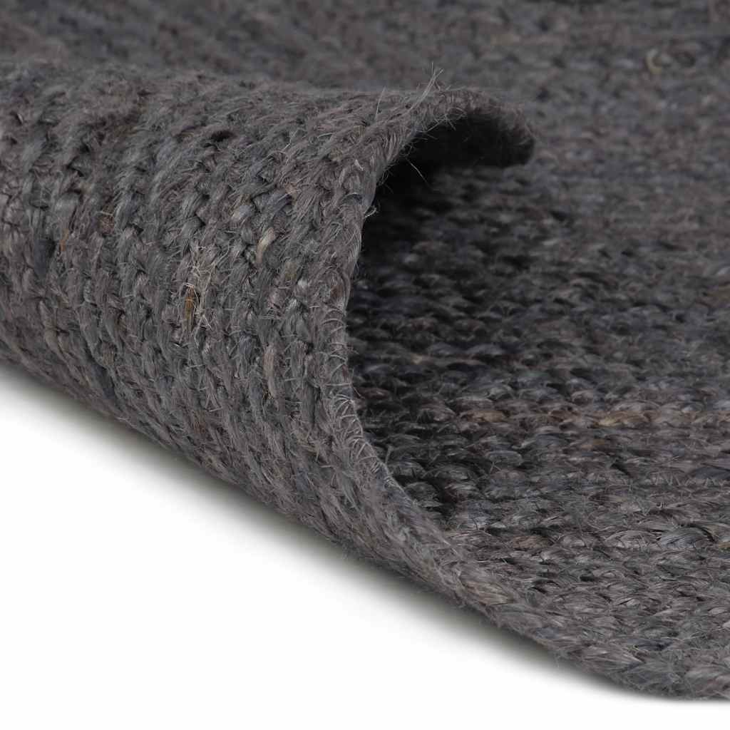 Handmade Rug Jute Round Dark grey 120 cm