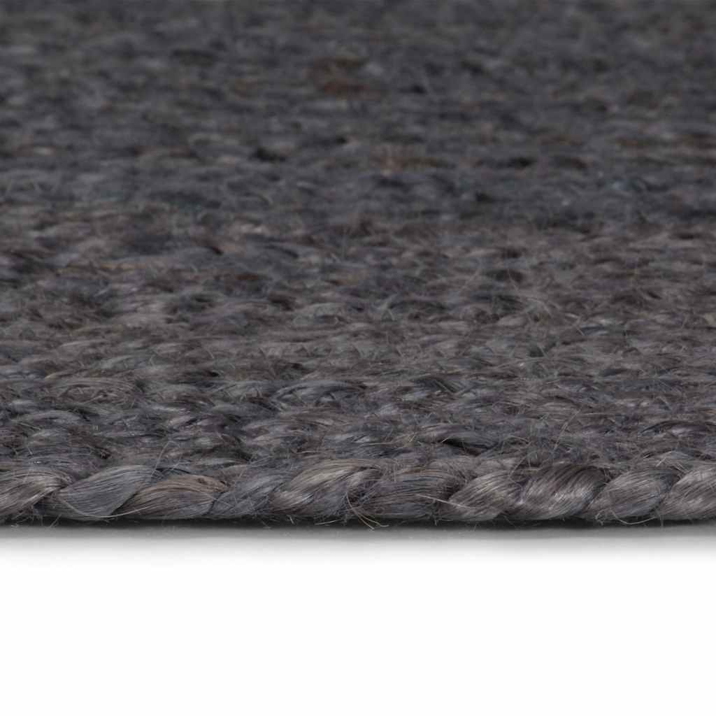 Handmade Rug Jute Round Dark grey 120 cm