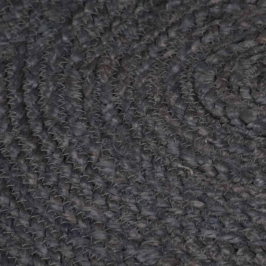Handmade Rug Jute Round Dark grey 120 cm