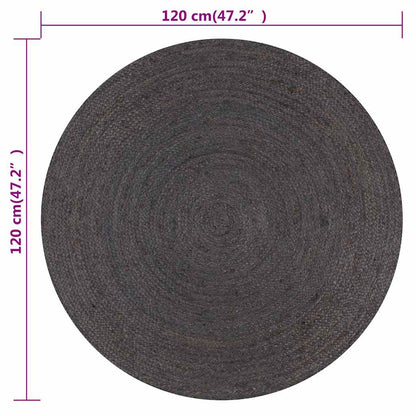 Handmade Rug Jute Round Dark grey 120 cm