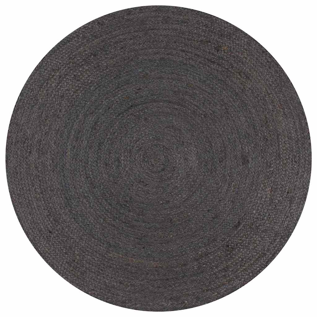 Handmade Rug Jute Round Dark grey 150 cm