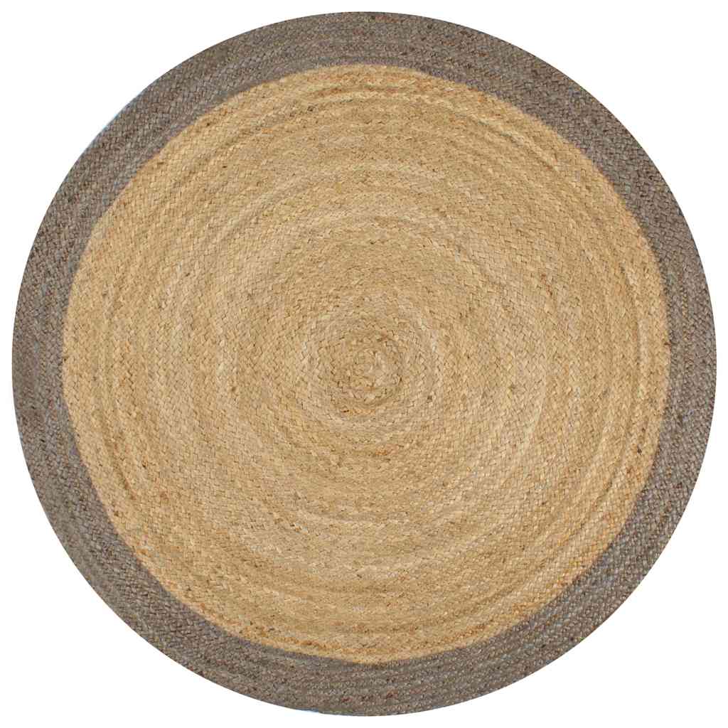 Handmade Rug Jute with Border Grey 120 cm