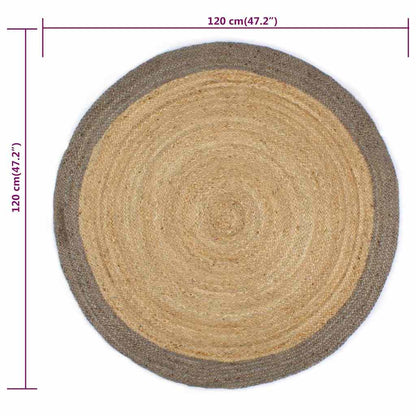 Handmade Rug Jute with Border Grey 120 cm