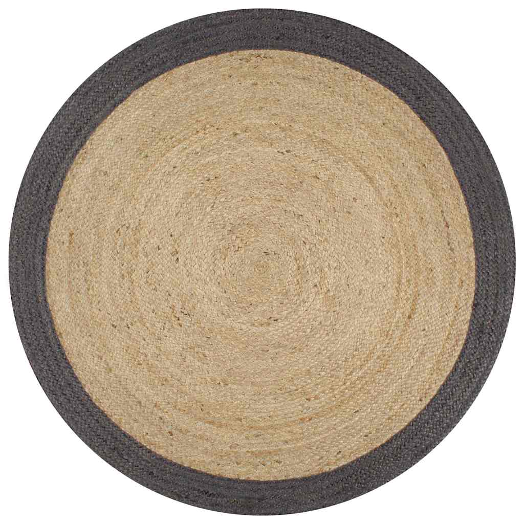 Handmade Rug Jute with Border Dark Grey 120 cm