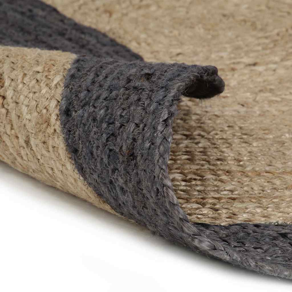 Handmade Rug Jute with Border Dark Grey 120 cm