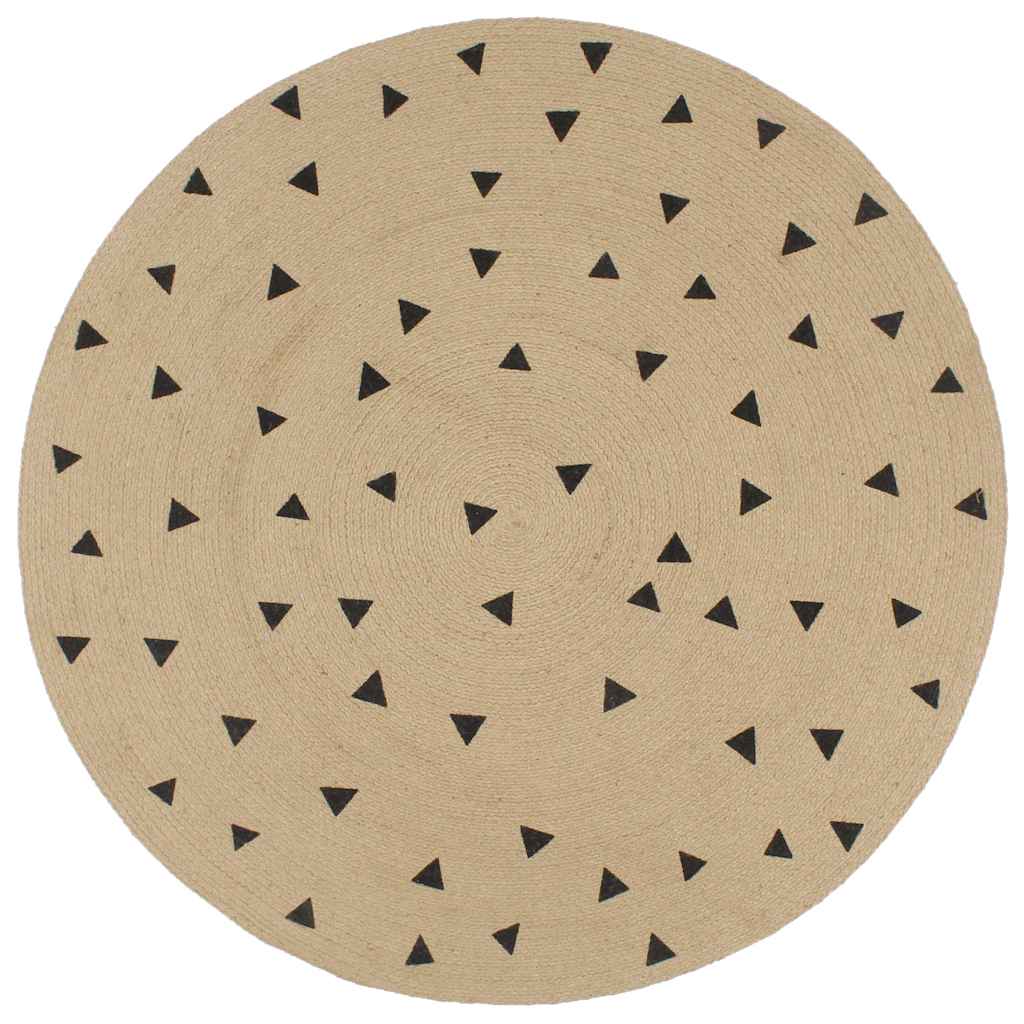 Handmade Rug Jute with White Print 150 cm Triangles