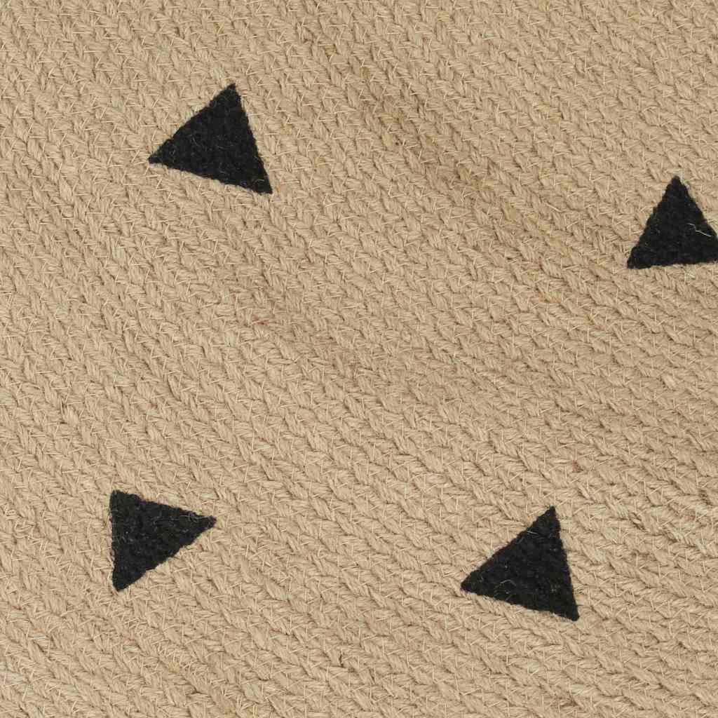 Handmade Rug Jute with White Print 150 cm Triangles