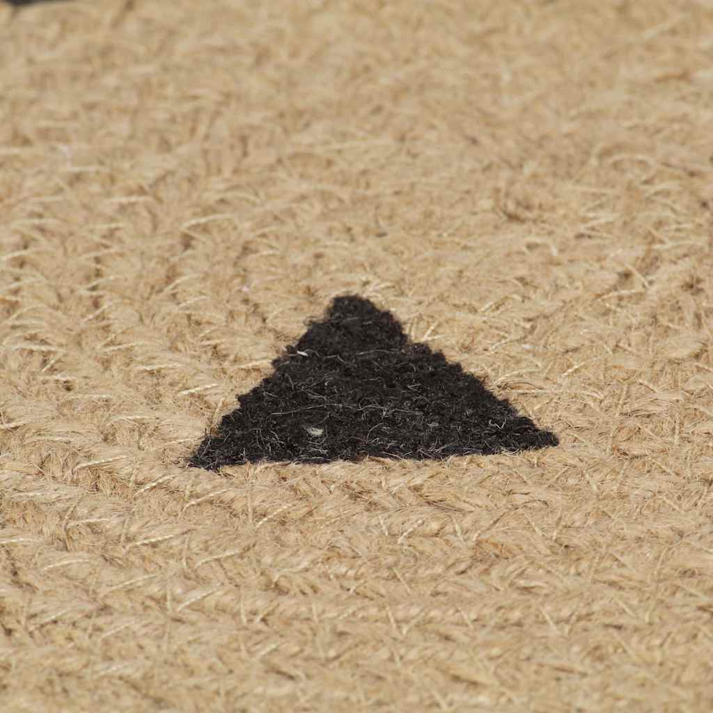 Handmade Rug Jute with White Print 150 cm Triangles