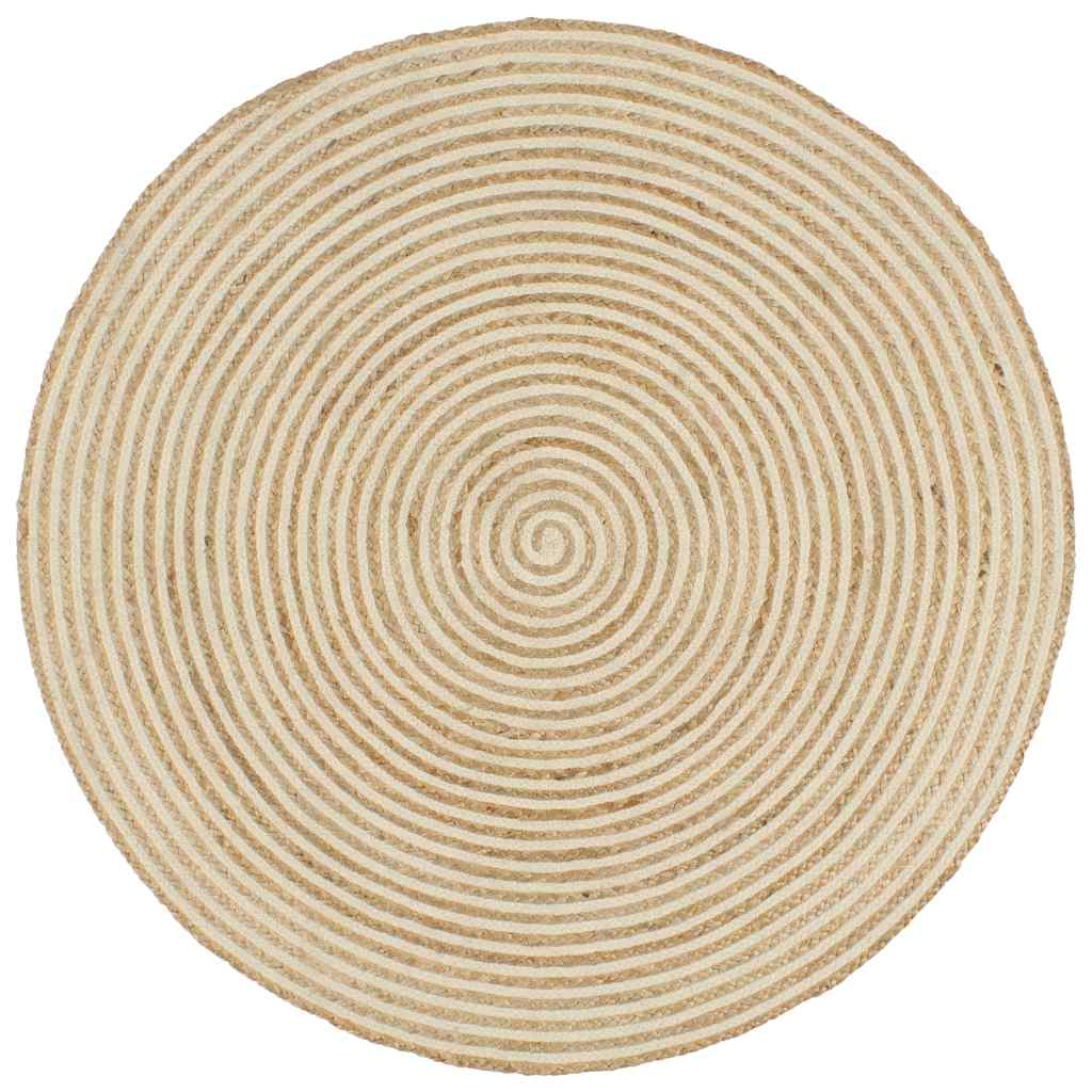 Area Rug Ø Jute White 120 cm