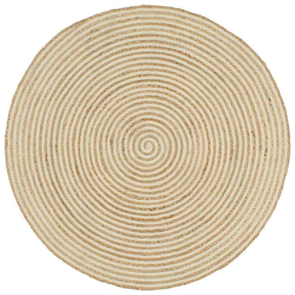 Area Rug Ø Jute White 120 cm