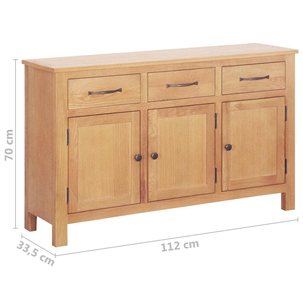 vidaXL Sideboard Brown 112 x 33.5 x 70 cm Solid oak wood 6