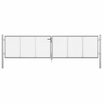 vidaXL Garden Gate Galvanised Steel 400x75 cm Silver 1