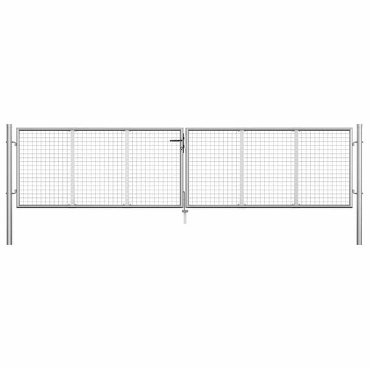 vidaXL Garden Gate Galvanised Steel 400x75 cm Silver 1
