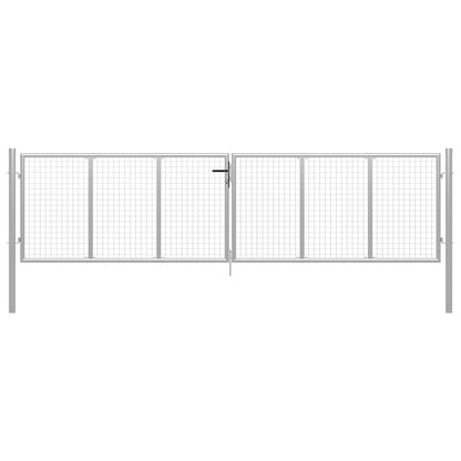 vidaXL Garden Gate Galvanised Steel 400x100 cm Silver 1