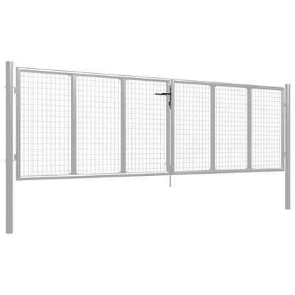 vidaXL Garden Gate Galvanised Steel 400x100 cm Silver 2
