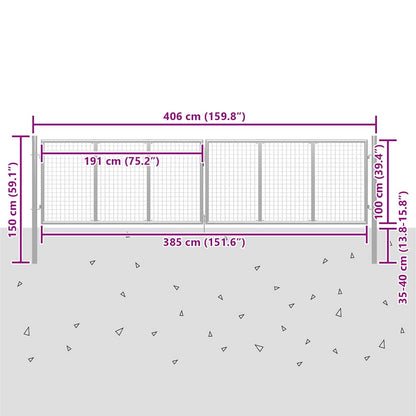 vidaXL Garden Gate Galvanised Steel 400x100 cm Silver 5
