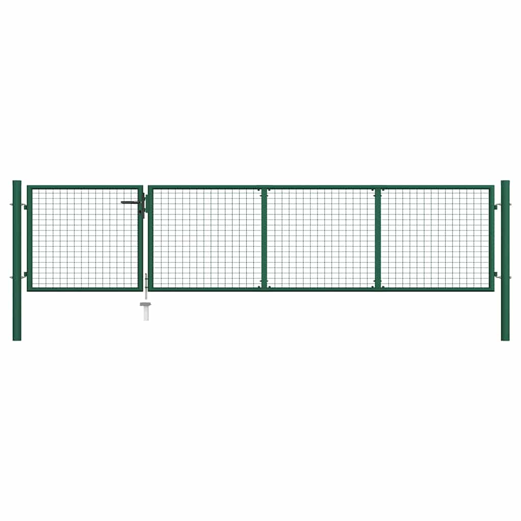 vidaXL Garden Gate Steel 350x75 cm Green 1