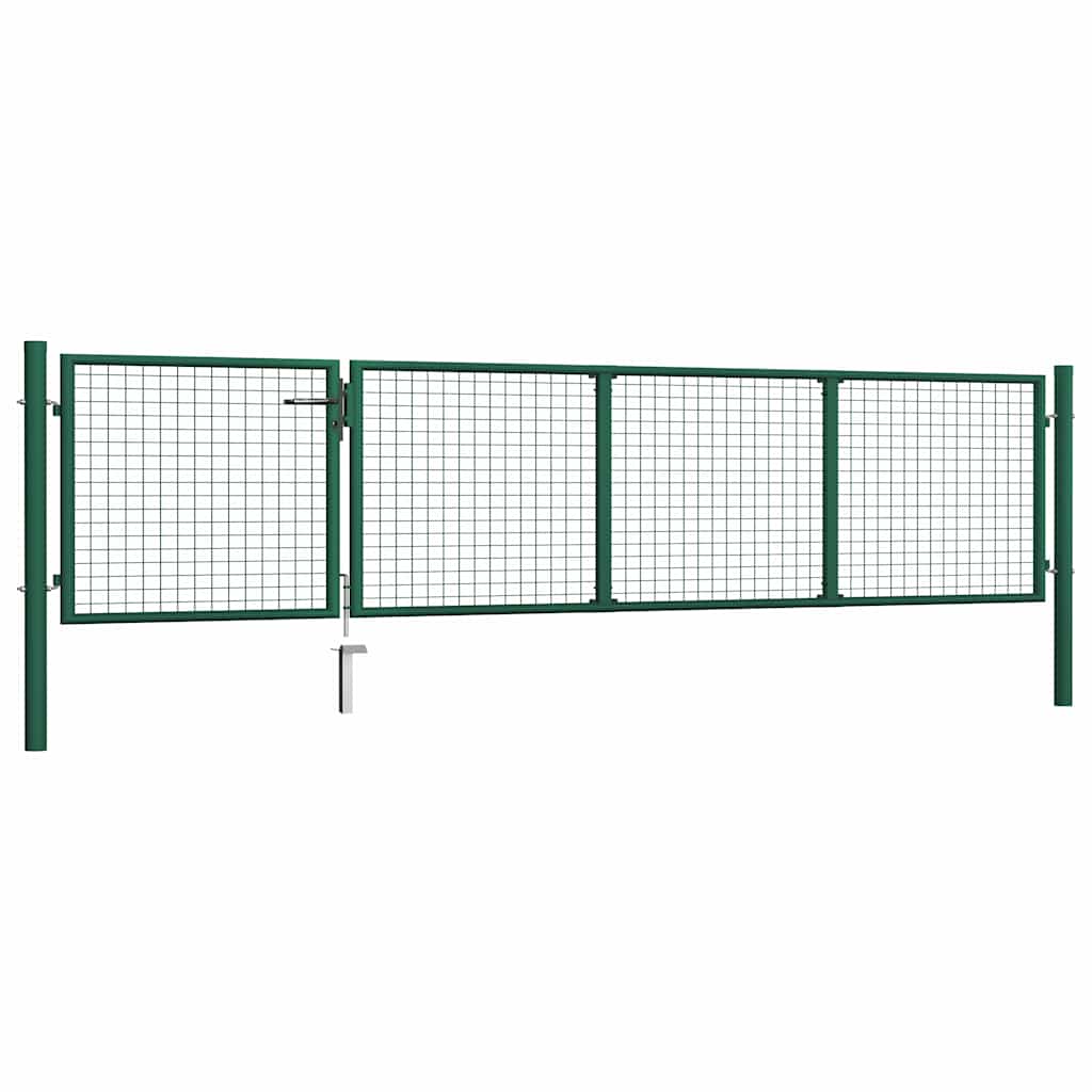 vidaXL Garden Gate Steel 350x75 cm Green 2