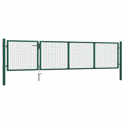 vidaXL Garden Gate Steel 350x75 cm Green 2