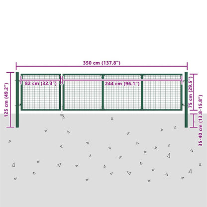 vidaXL Garden Gate Steel 350x75 cm Green 6