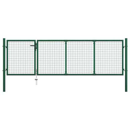 144305 vidaXL Garden Gate Steel 350x100 cm Green 1