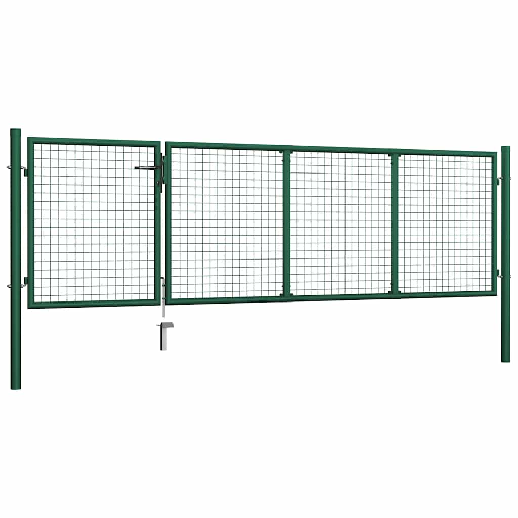 144305 vidaXL Garden Gate Steel 350x100 cm Green 2