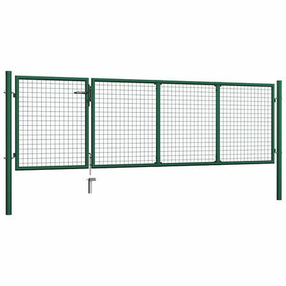 144305 vidaXL Garden Gate Steel 350x100 cm Green 2