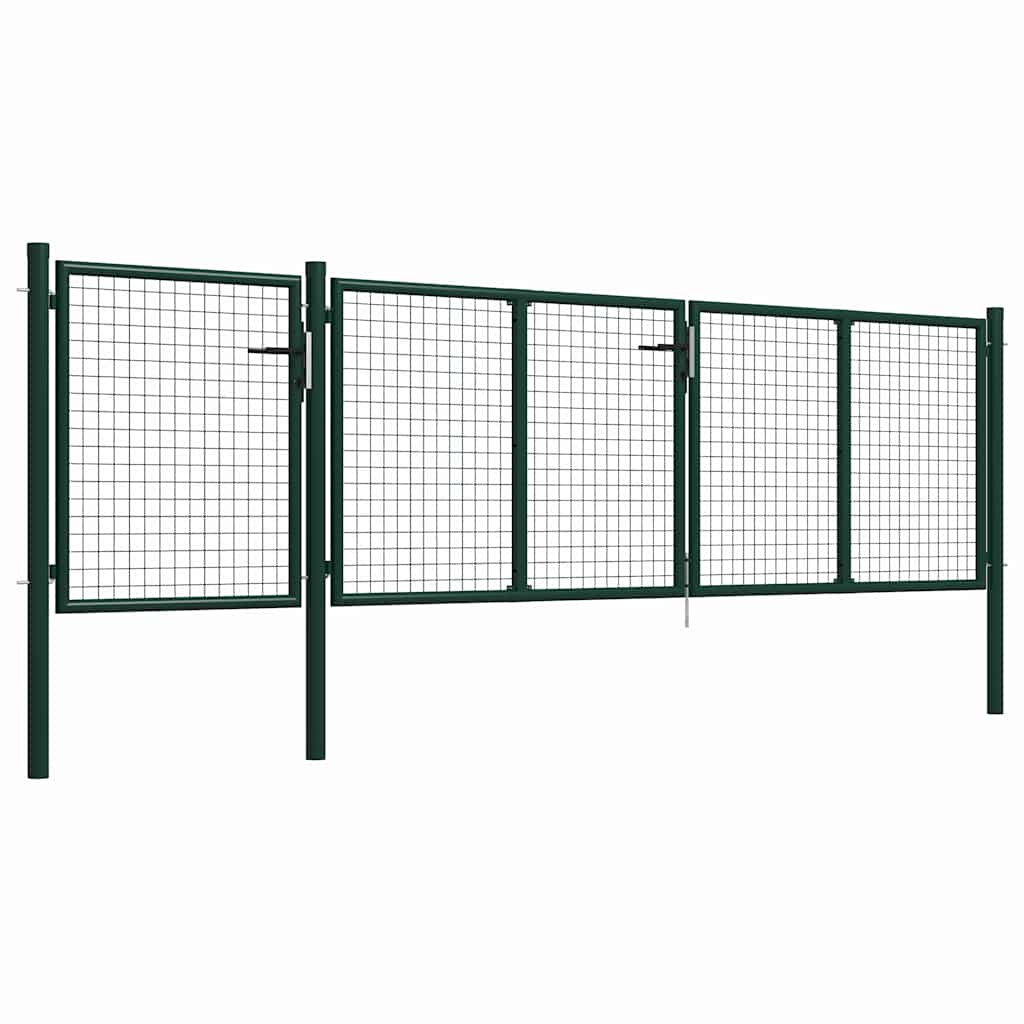 vidaXL Garden Gate Steel 400x100 cm Green 2