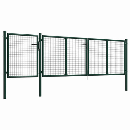 vidaXL Garden Gate Steel 400x100 cm Green 2