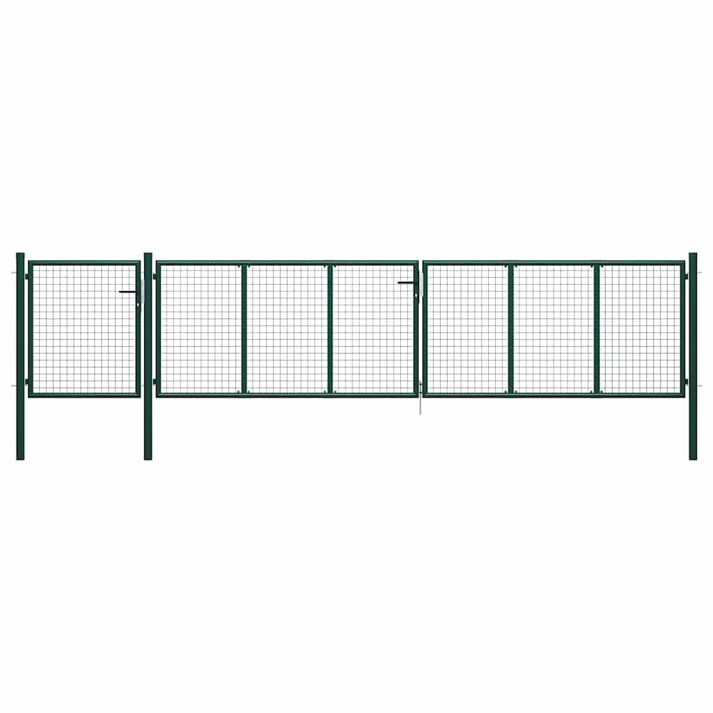 144316 vidaXL Garden Gate Steel 500x75 cm Green 1