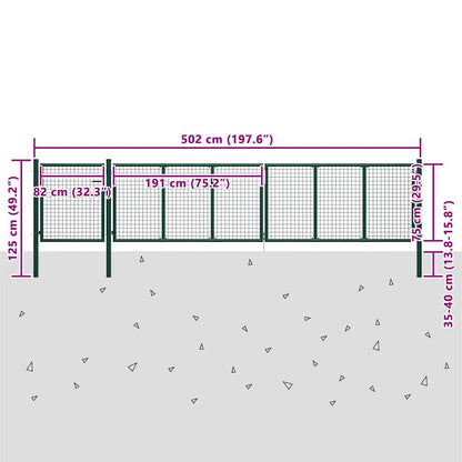 144316 vidaXL Garden Gate Steel 500x75 cm Green 5